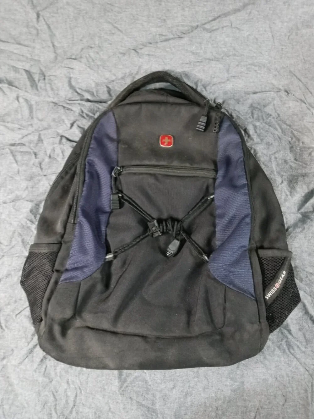 Swiss Gear Black Blue Heavy Duty Men's Computer Laptop Travel Backpack Good Cond